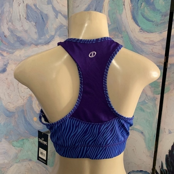 Spalding Blue Animal Print Racerback Sport Bra - Picture 3 of 6